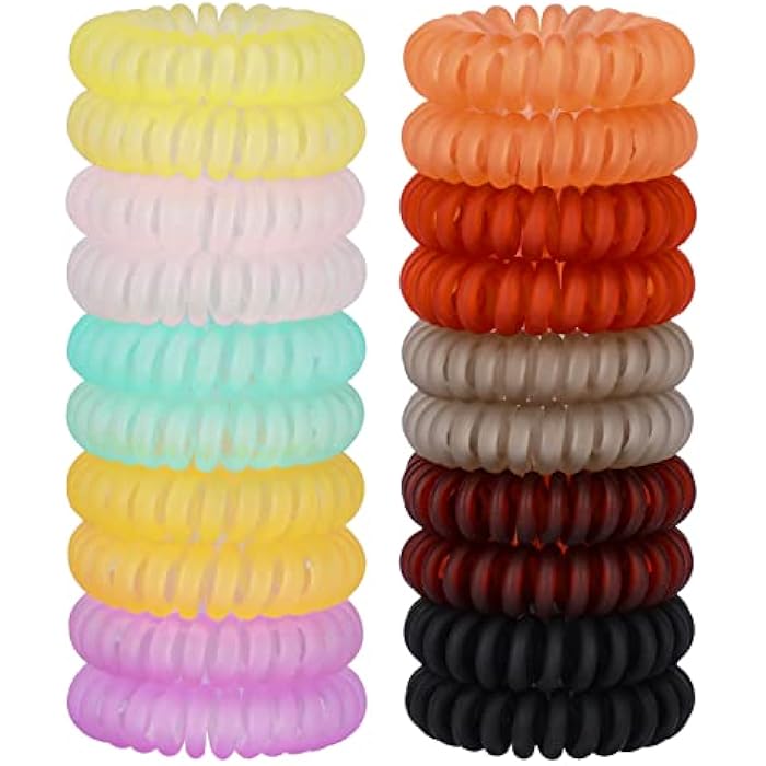 JessLab Spiral Hair Ties, 20 Pcs Traceless Phone Cord Hair Ties No Crease Spiral Bracelet Plastic Coil Ponytail Holders No-Damage Headband Hair Accessory for Girls Women Ladies Gift, Transparent Matte - Image 1
